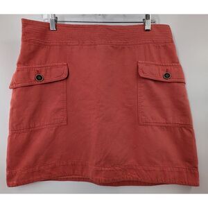 Anthropologie Skirt size 14 Orange Cargo‎ Flap Pockets Utility Lined Mini Women